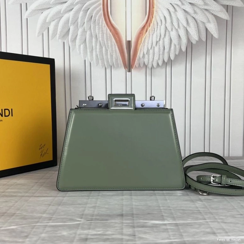 Affordable HOT Fendi Leather Bag Mini Peekaboo Green In Calf Cut 0825